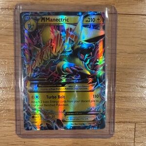 Pokémon Mega Manectric Card with Holographic Blue and Yellow
